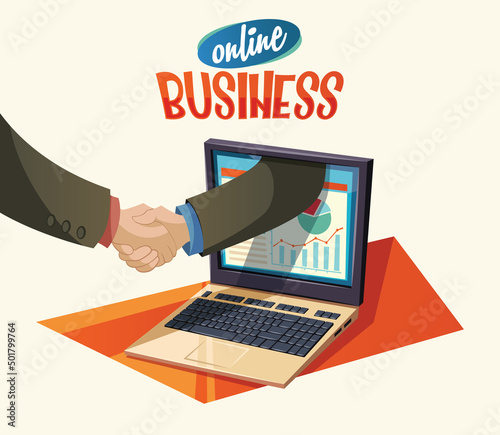 Online business .vector stock illustration