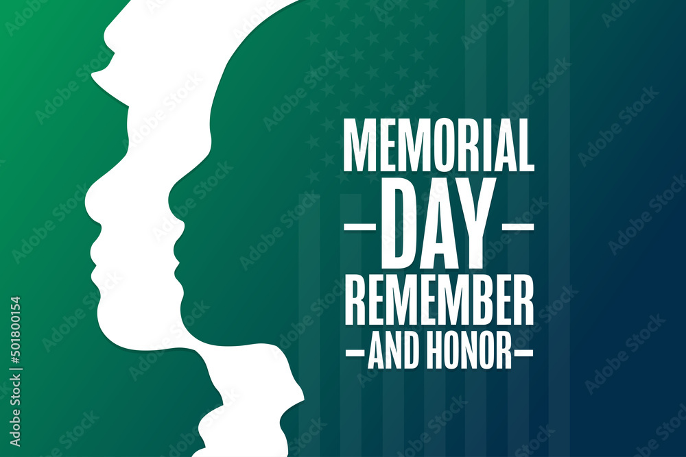 Memorial Day. Remember and Honor. Holiday concept. Template for background, banner, card, poster with text inscription. Vector EPS10 illustration.