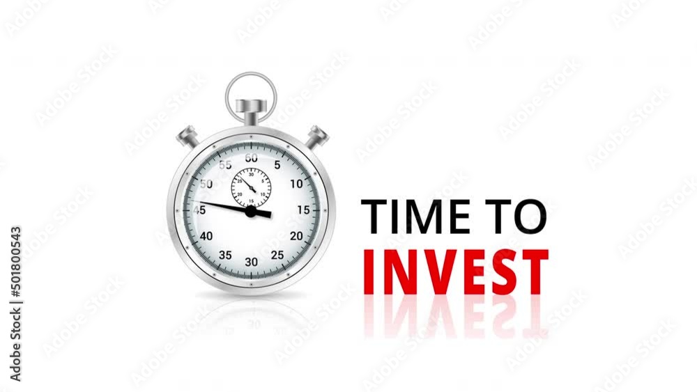 time to invest stopwatch sign animation. 4K motion animation time to invest stopwatch sign animation. 4K motion animation
