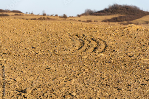 plowed land on a farmland