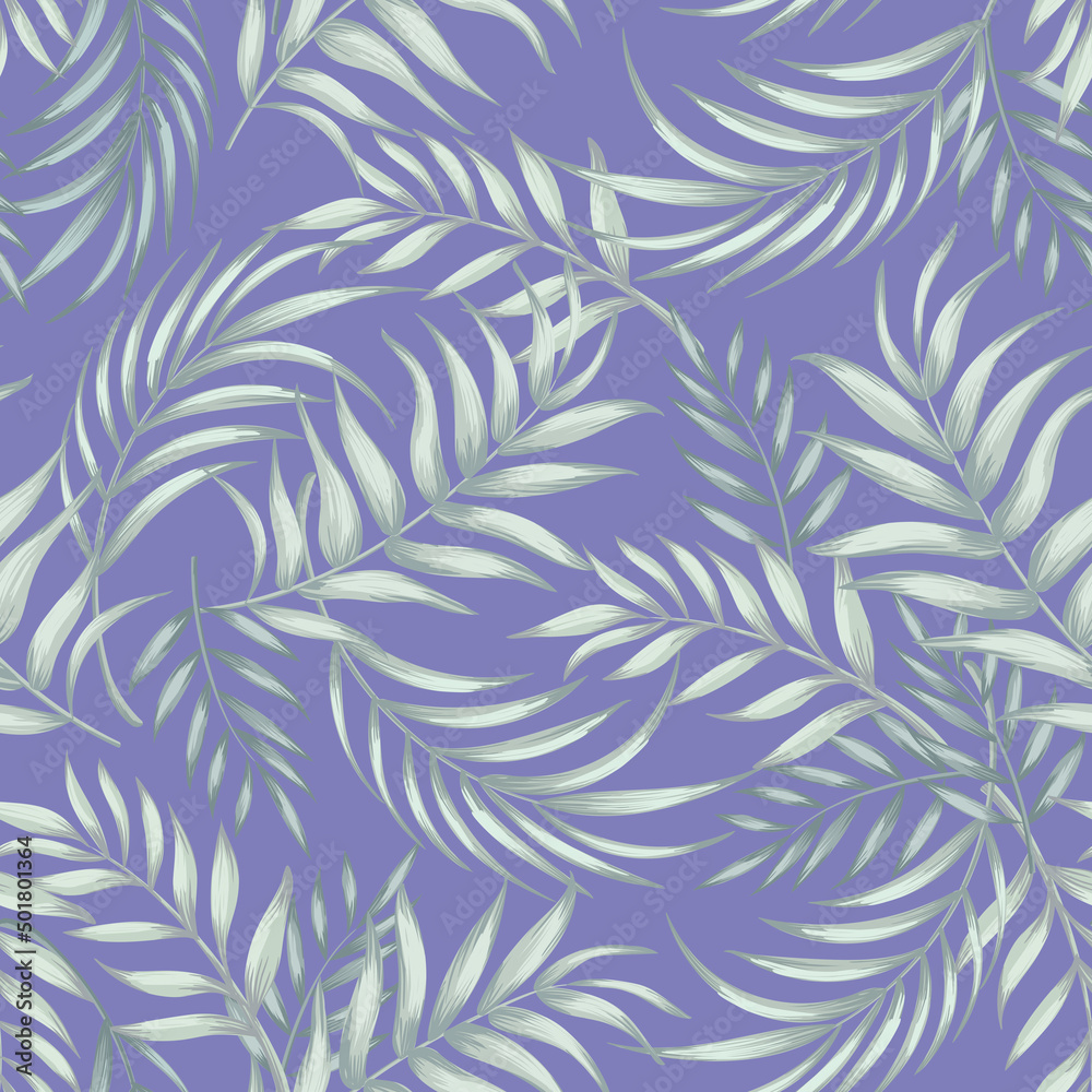 Seamless vector tropical pattern. Summer jungle wallpaper. Realistic ptint with palm leaves. Seamless vector tropical pattern. Summer jungle wallpaper. Realistic ptint with palm leaves.