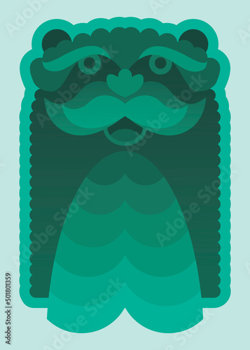 Decorative lion in folk style. Flat simple vector animalistic illustration. National ethnic animal logo banner element