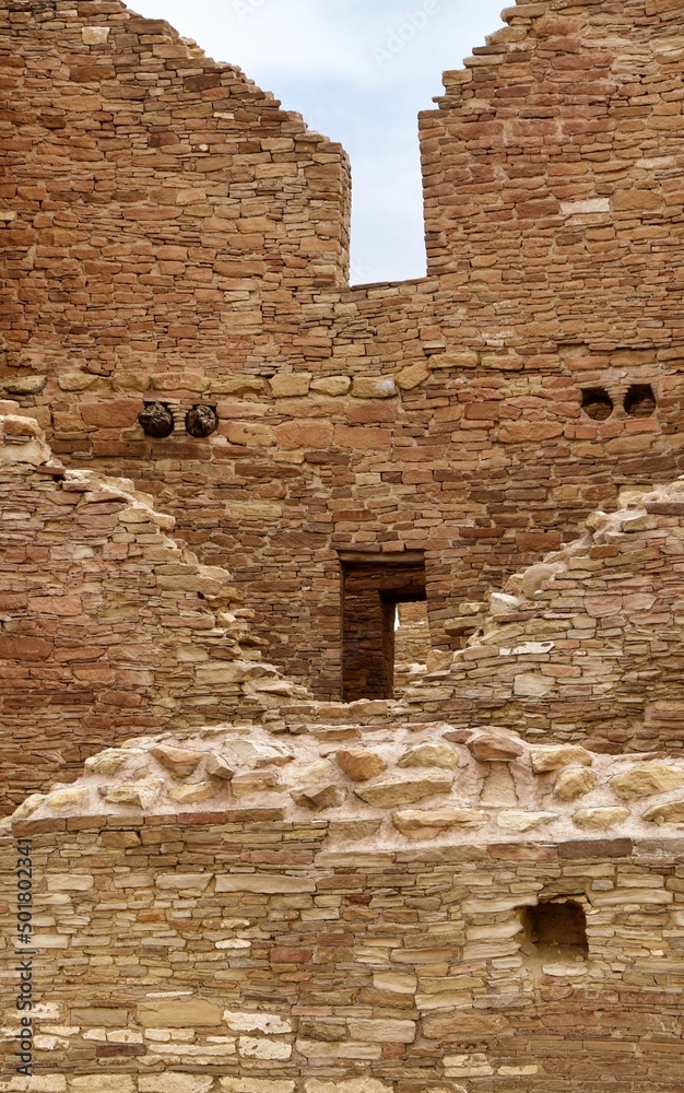 Detail of Casa Bonita ruins in Chaco Canyon, New Mexico. 