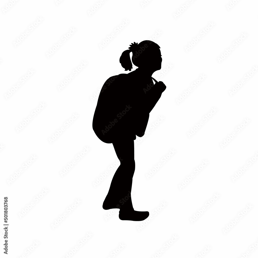 a student with her backpack, body silhouette vector a student with her backpack, body silhouette vector