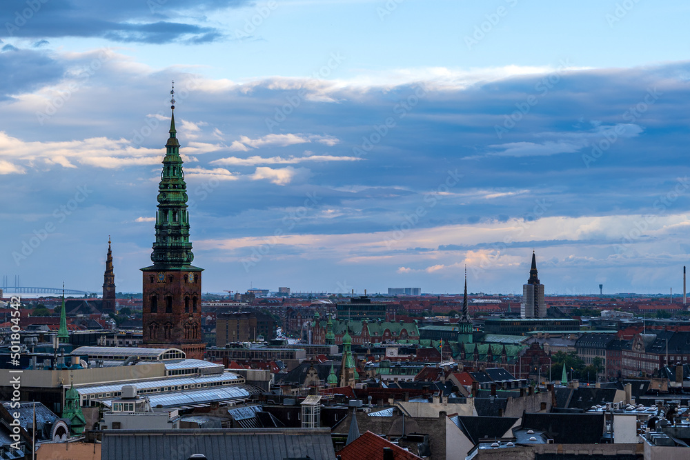 Beautiful aerial view of the delish city of Copenhagen the capital of Denmark, it's impressive historical architecture and skyscrapers Beautiful aerial view of the delish city of Copenhagen the capital of Denmark, it's impressive historical architecture and skyscrapers