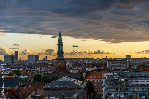 Beautiful aerial view of the delish city of Copenhagen the capital of Denmark  it s impressive historical architecture and skyscrapers