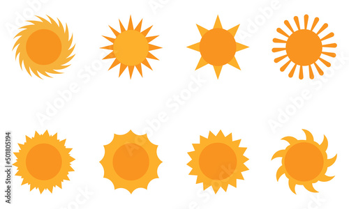 set of sun icons of different kinds vector illustration eps 10