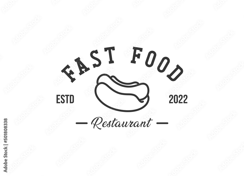 Logo of hotdog. Hot dog fast food logo design template. Logo of hotdog. Hot dog fast food logo design template.