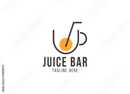 Fresh fruit juice logo design template. Orang juice bar logo design. 