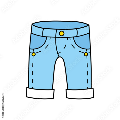 Blue denim jeans shorts isolated cartoon vector