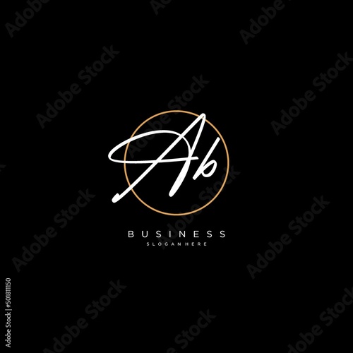 Initials AB logo monogram with simple circle line style