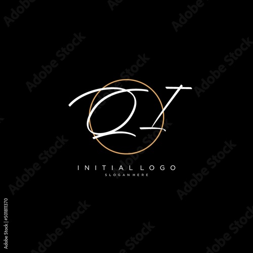 Initials QI logo monogram with simple circle line style