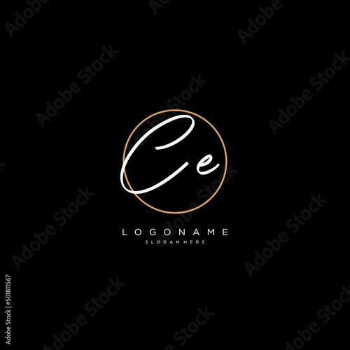 Initials CE logo monogram with simple circle line style