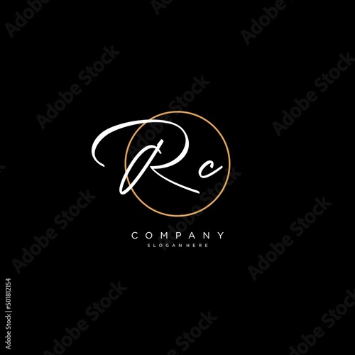 Initials RC logo monogram with simple circle line style