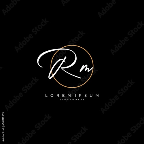 Initials RM logo monogram with simple circle line style
