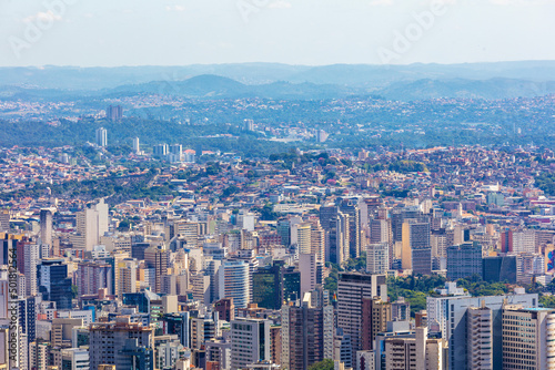 City of Belo Horizonte seen from the top of the Mangabeiras viewpoint during a beautiful sunny day. Capital of Minas Gerais, Brazil. © Eduardo