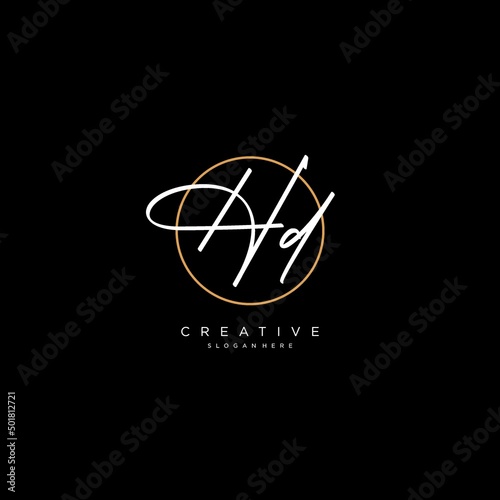 Initials HD logo monogram with simple circle line style