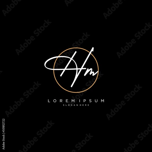 Initials HM logo monogram with simple circle line style