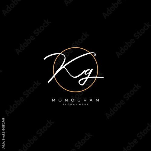 Initials KG logo monogram with simple circle line style