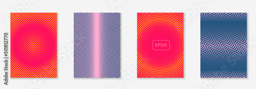 Gradient cover template with line geometric elements and shapes.