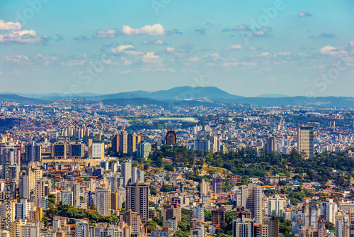 City of Belo Horizonte seen from the top of the Mangabeiras viewpoint during a beautiful sunny day. Capital of Minas Gerais  Brazil.
