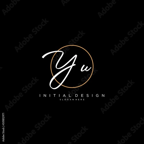 Initials YU logo monogram with simple circle line style