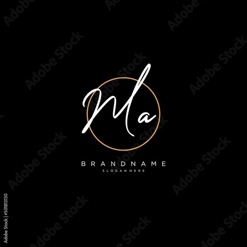 Initials MA logo monogram with simple circle line style