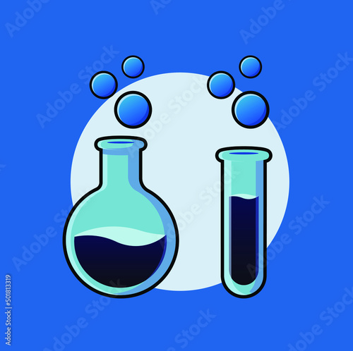 Icono de un tubo de ensayo y un matraz en vector
