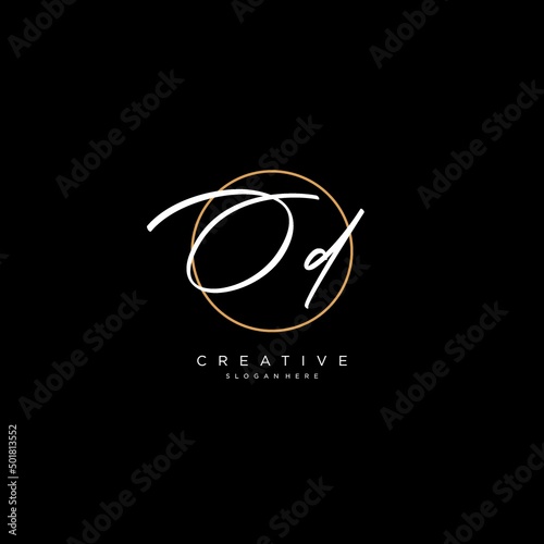 Initials OD logo monogram with simple circle line style