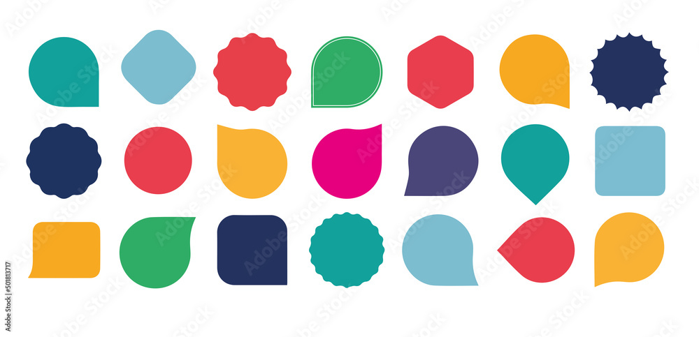Set of vector starburst, sunburst badges. Multicolor itzons on vgite batskrogrund. Simple flat style vintage labels, stickers. 10 EPS.