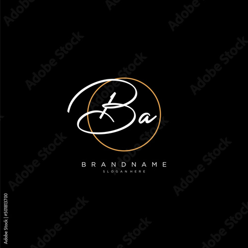 Initials BA logo monogram with simple circle line style