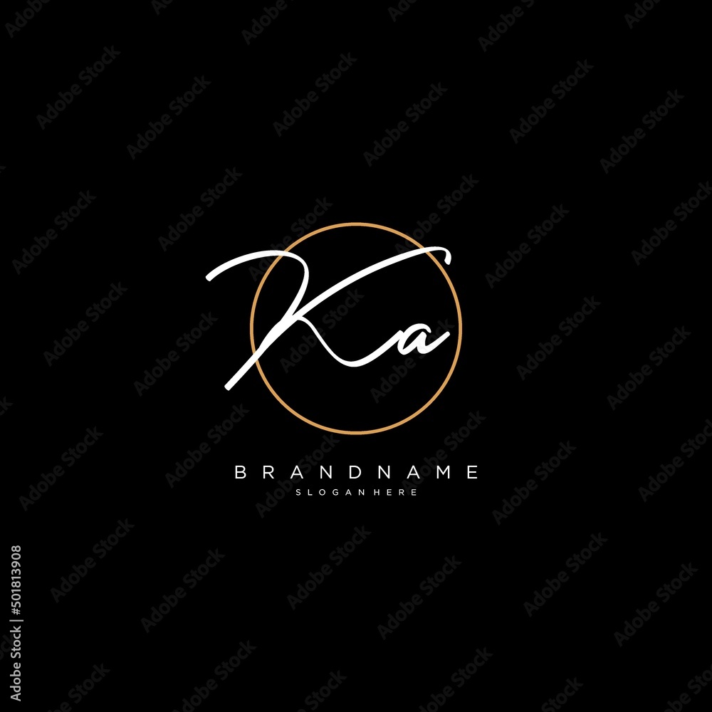 Initials KA logo monogram with simple circle line style Stock Vector ...