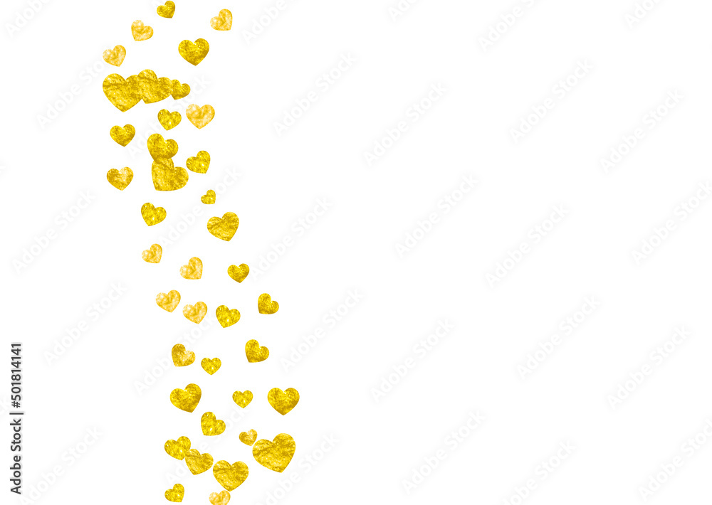 St Valentine Day Texture. Greeting Design For Mother. Random Frame. Golden Happy Splatter. Grunge Poster For Woman. Gold Vintage Banner. Yellow St Valentine Day Texture.