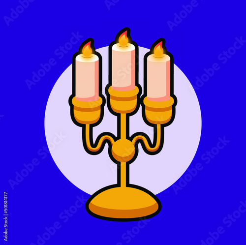 Icono de un candelero con tres velas encendidas en vector