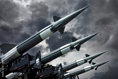 Tableau sur toile Missiles with warheads are ready to be launched
