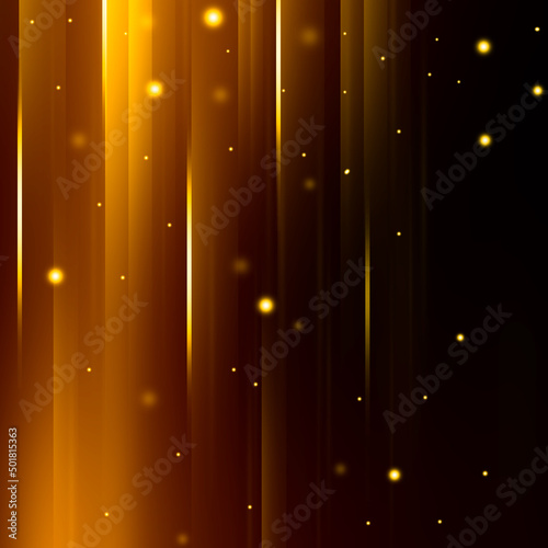 Festive golden luminous background with lights bokeh. Abstract glowing bokeh lights