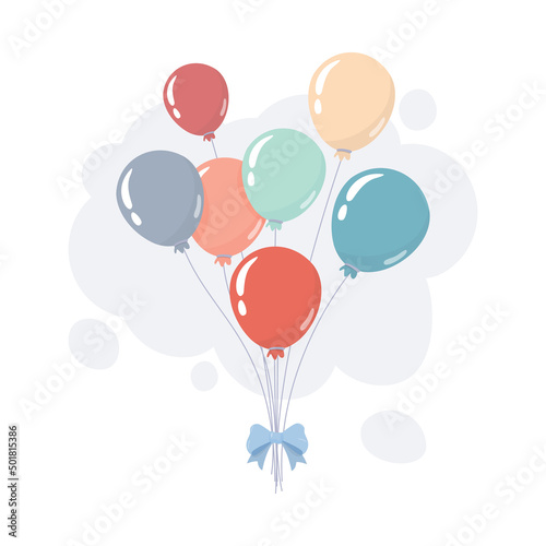 Balloons bouquet with ribbon, Soft color birthday balloons 