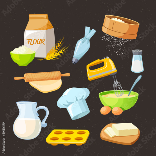 Baking icons set. Vector elements for your design.