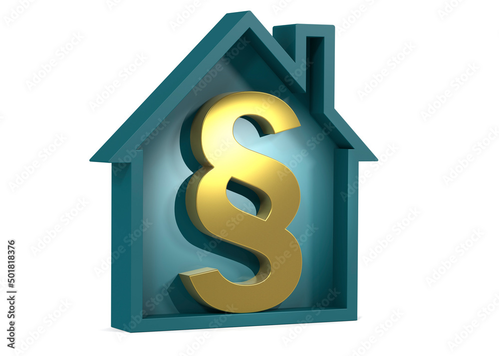 Blue house with section sign Blue house with section sign
