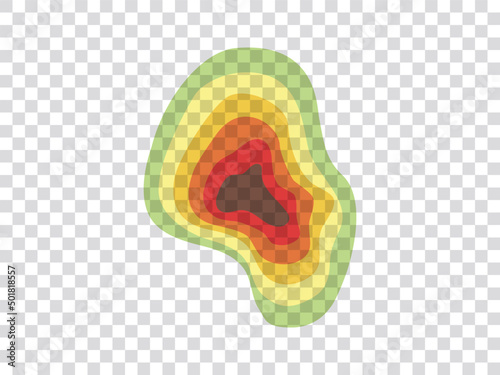Vector graphic of infrared rays with hot spots spectrum on transparent background. Good for Mapping of predicted probability of fire hotspots distribution, crime and statistical analysis, etc.
