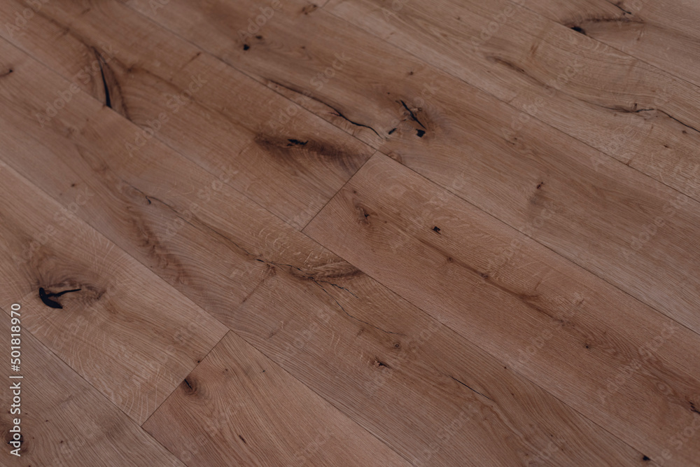 Fototapeta premium Old wooden floor background. Close view of wooden plank table