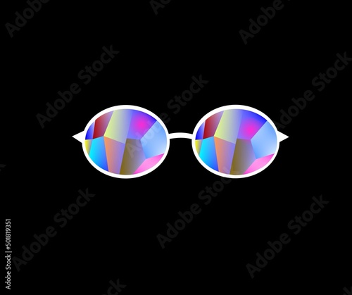 Glasses with reflection of geometric figures in gradient.