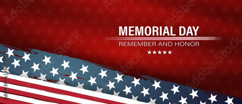memorial day patriotic background,united states flag, with remember and honor posters, modern design vector illustration