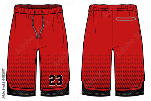 Basketball Shorts jersey design vector template, Football shorts concept with front and back view for boxing, Soccer, Volleyball, Rugby, tennis, badminton and tracking active wear shorts design.