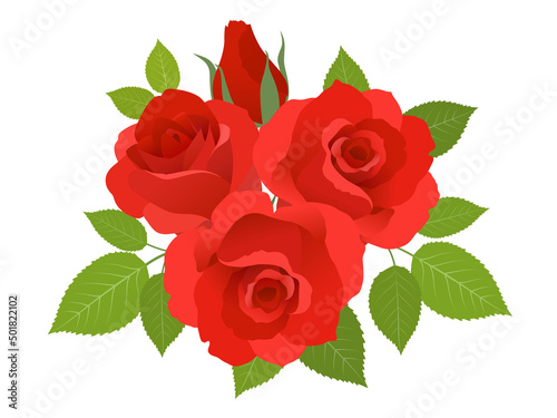 赤い薔薇_ワンポイント素材_ベクターイラスト