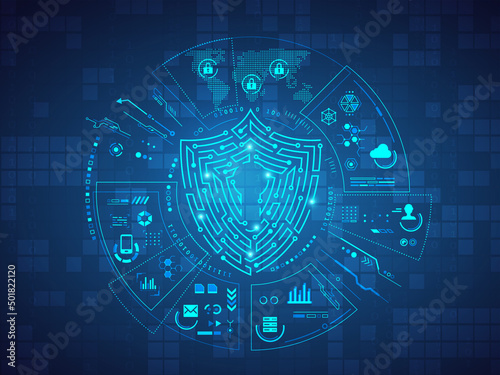 Security shield  lock digital background 2d illustration