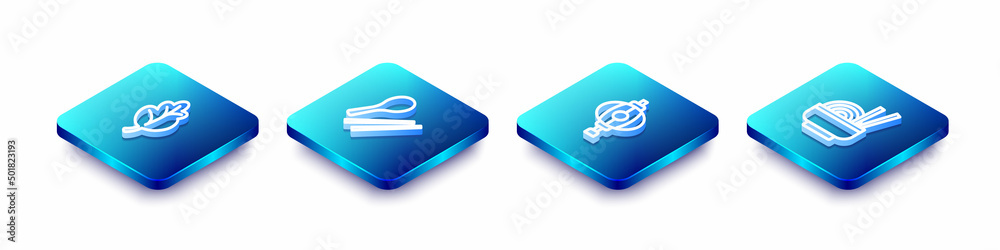 Set Isometric line Kimchi, Food chopsticks, Korean lantern and Asian noodles in bowl icon. Vector Set Isometric line Kimchi, Food chopsticks, Korean lantern and Asian noodles in bowl icon. Vector