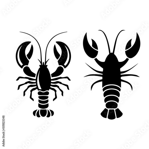 This image shows a vector lobster silhouette © Luna