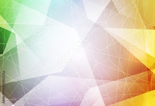 Light Multicolor vector template with crystals, triangles.