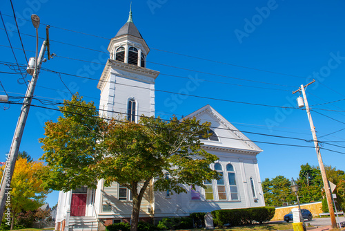 Pawtuxet Baptist Church at 2157 Board Street in Pawtuxet village in city of Cranston, Rhode Island RI, USA.  photo